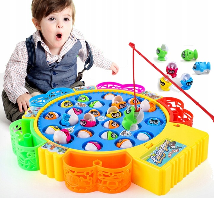 Gra Łowienie Rybek Zręcznościowa Rybki Do Łowienia 24 szt + 5 Wędki Muzyka