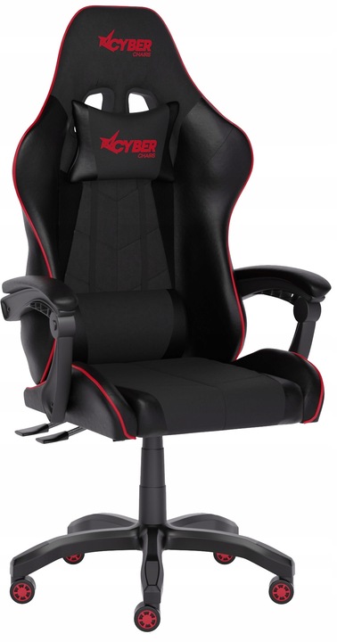 FOTEL GAMINGOWY CYBER CHAIRS SELECT RED - CZARNY - BIUROWY