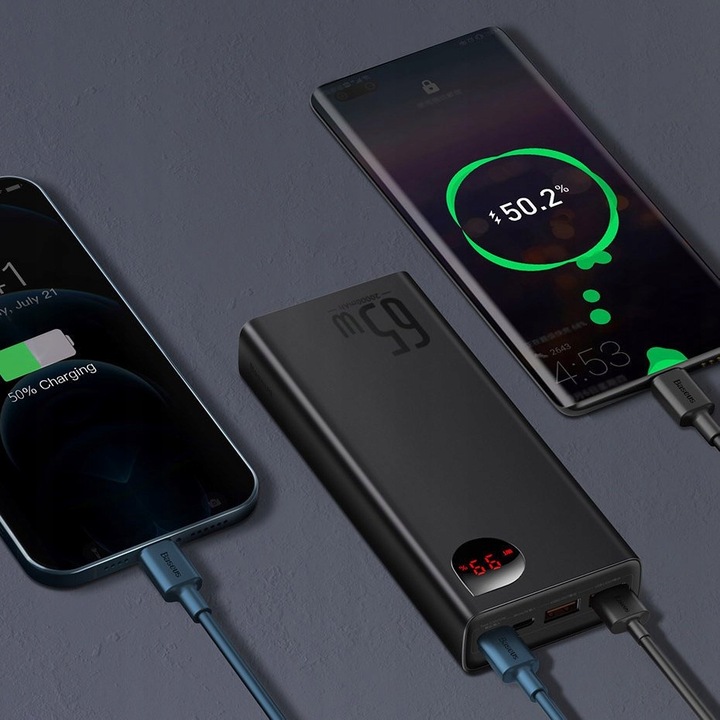 BASEUS POWERBANK 2x USB USB C micro USB 20000mAh 65W QC4.0 PD POWER BANK