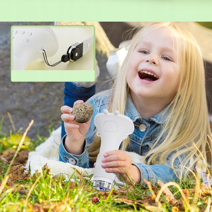 MIKROSKOP CYFROWY OPTYCZNY KIESZONKOWY DLA DZIECI LED PRZYBLIŻENIE 1000X HD