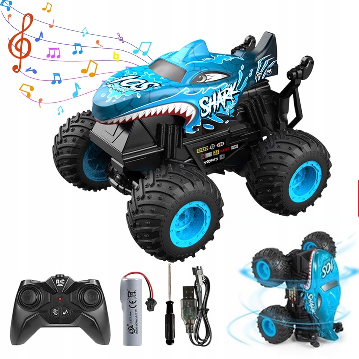 ZDALNIE STEROWANE AUTO REKIN MONSTER TRUCK RC Z MUZYKĄ LED 2.4GHZ OBRÓT 360