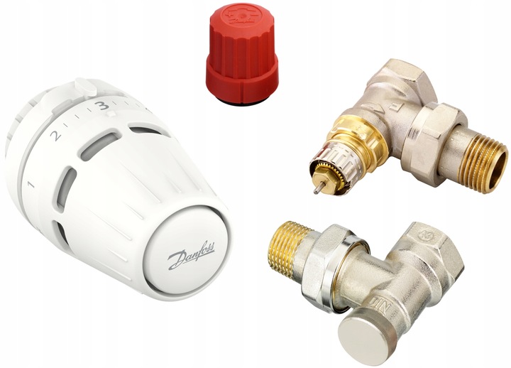 DANFOSS ZESTAW KĄTOWY Z GŁOWICĄ REGUS + ZAWÓR RA-N I ODCINAJĄCY RLV-S