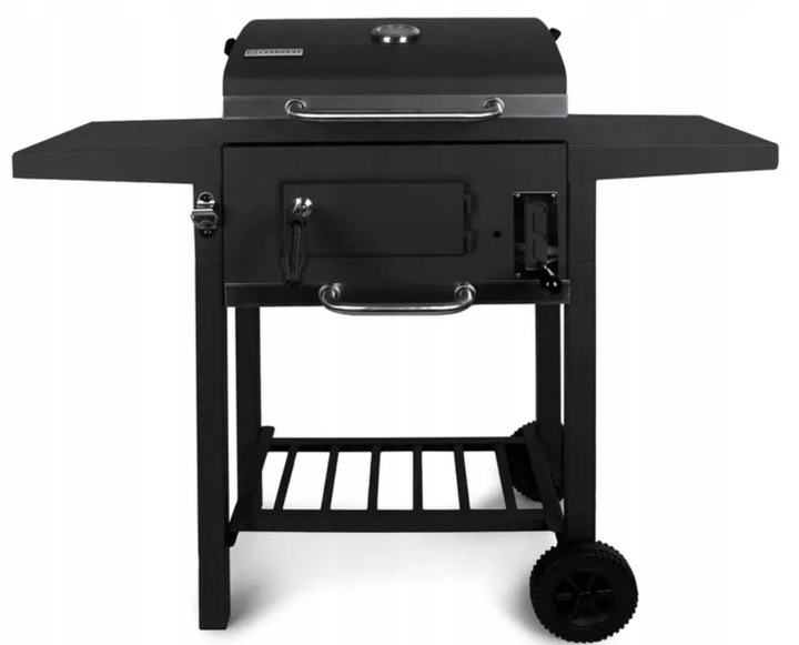 MOCNY GRILL WĘGLOWY OGRODOWY DWA RUSZTY POPIELNIK TERMOMETR DWIE PÓŁKI XXL