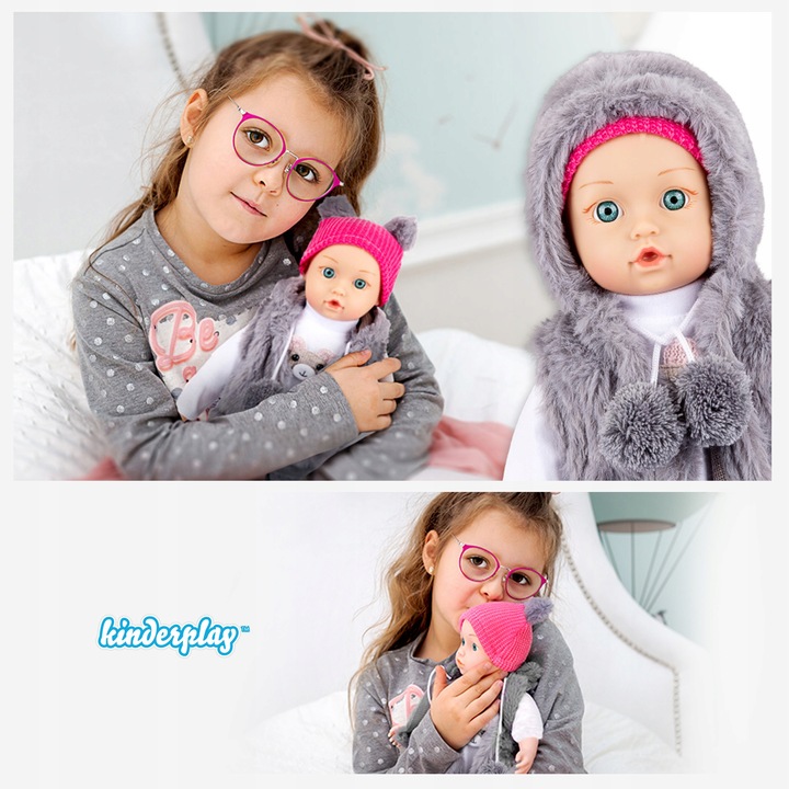 LALKA INTERAKTYWNA BOBAS KINDERPLAY MÓWI ŚMIEJE SIĘ PŁACZE UBRANKA