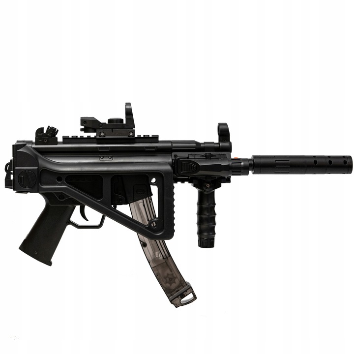 KARABIN MP5 PISTOLET AUTOMATCZNY NA KULKI ŻELOWE Z LATARKĄ 2w1 STRZAŁKI