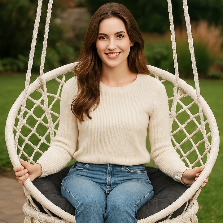 Poduszka na bocianie gniazdo okrągła aksamitna 60 cm grafit gruba huśtawka