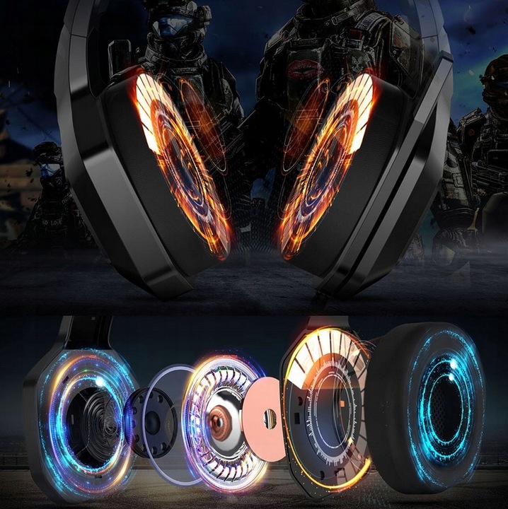 ONIKUMA K10 SŁUCHAWKI GAMINGOWE NAUSZNE PRZEWODOWE Z MIKROFONEM LED RGB