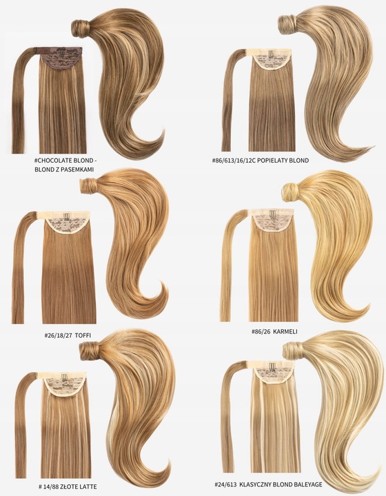 DOCZEPIANY KUCYK 50cm TRESKA ogon koński dopinka kitka 17 KOLORÓW doczepy