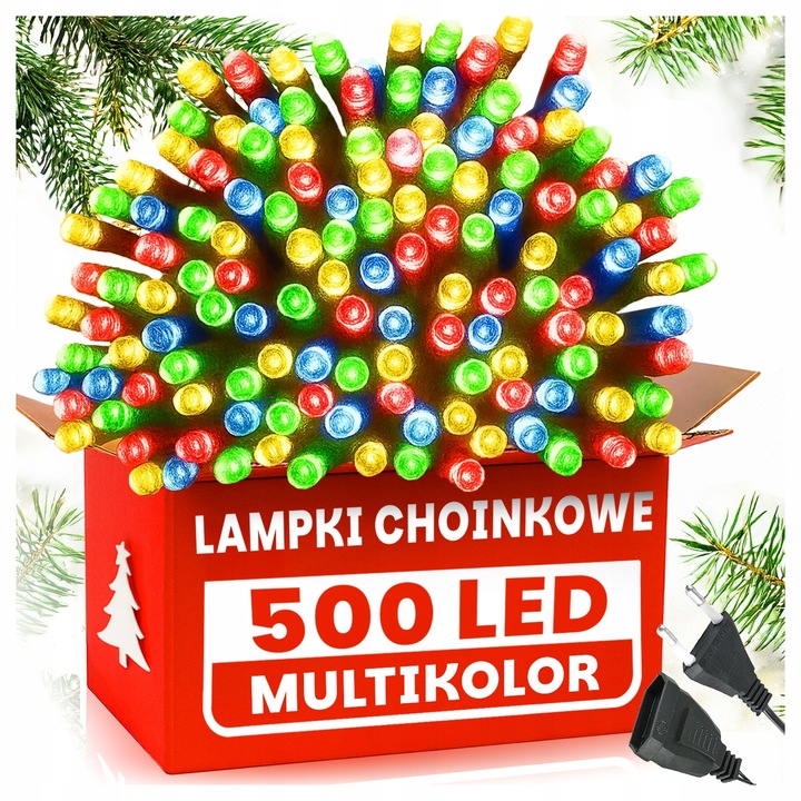 LAMPKI CHOINKOWE 500 LED MULTIKOLOR ŚWIĄTECZNE WEWNĘTRZNE ZEWNĘTRZNE