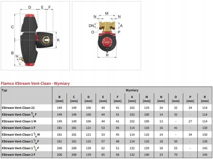 FLAMCO XSTREAM VENT-CLEAN 1F 1'' SEPARATOR - 11062