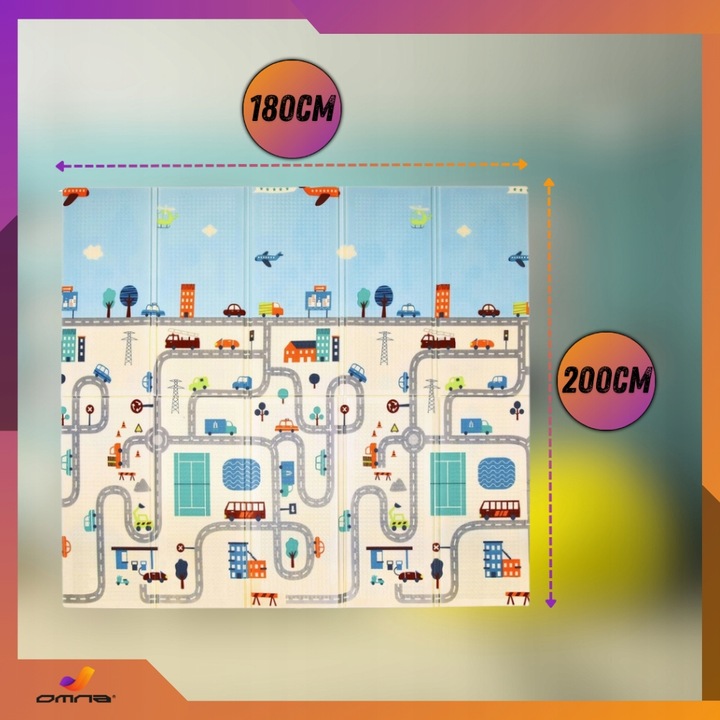 Piankowa dwustronna mata edukacyjna xpe dla dzieci duża składana 200x180cm