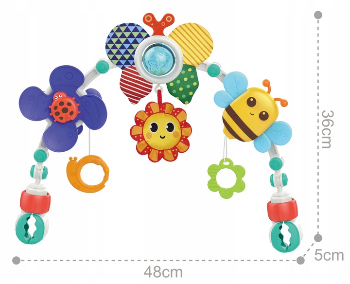 PAŁĄK z zawieszkami DO WÓZKA FOTELIKA ŁÓŻECZKA zabawka sensoryczna gryzak