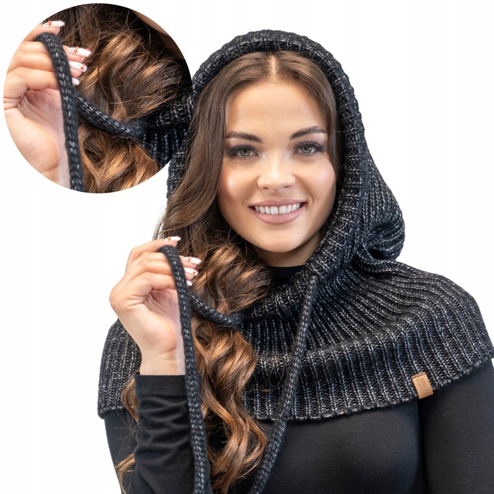 Vivisence 70102 BALACLAVA czarny ciepły z szalikiem KAPTUR KOMINIARKA