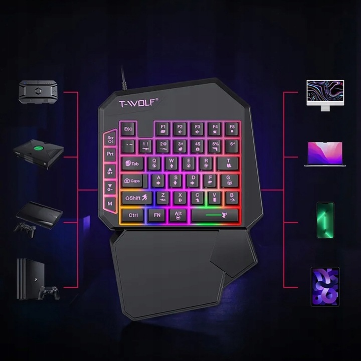 KLAWIATURA DLA GRACZY NA RĘKĘ GAMINGOWA LED KEYPAD