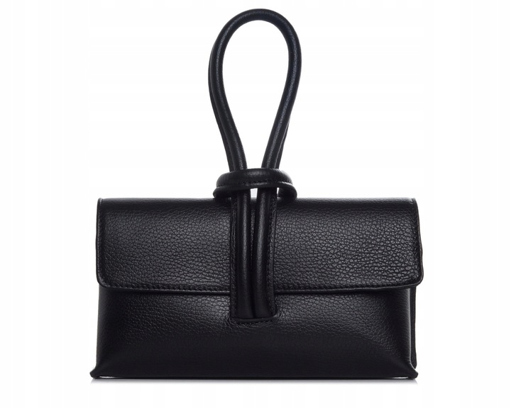 WŁOSKA SKÓRZANA KOPERTÓWKA TOREBKA WIZYTOWA SOLOME FLORA CZARNA WIECZOROWA