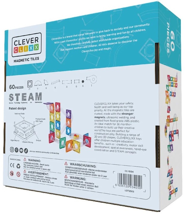 CLEVERCLIXX KLOCKI MAGNETYCZNE TOR WYŚCIGOWY KULODROM BALL RUN 60 EL.