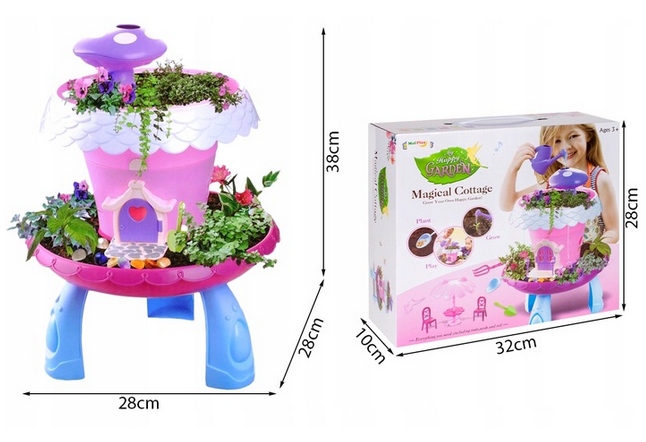 MAGICZNY DOMEK OGRÓD WRÓŻKI Uprawa Roślin KWIATY KONEWKA NASIONA STOLIK ++