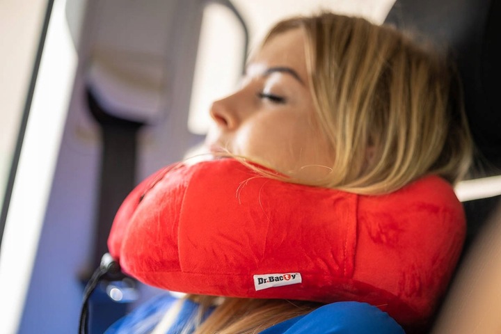 Poduszka podróżna na szyję Dr.Bacty + Gratisy - Czerwona