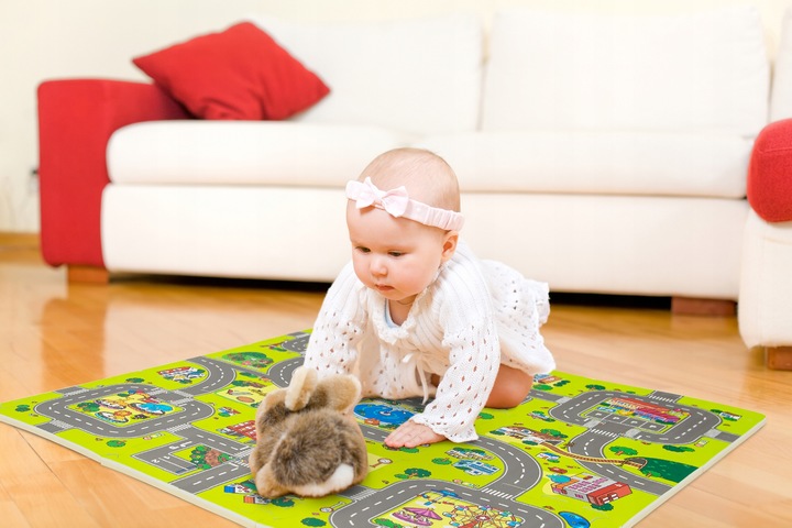 MATA PIANKOWA EDUKACYJNA PUZZLE GRUBE 1 CM MIASTO ULICE DROGI DLA DZIECI