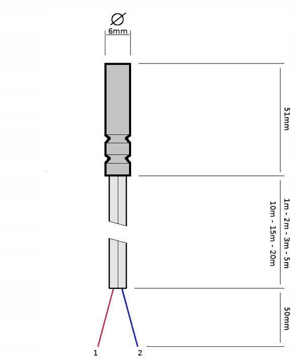 Czujnik Temperatury KTY81-210 z Przewodem PVC 1m