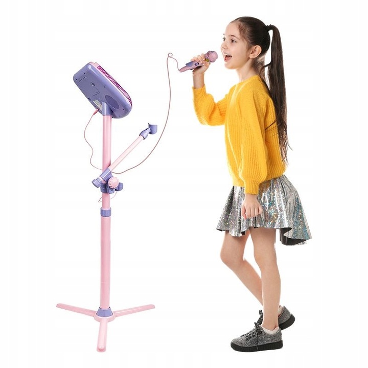 ZESTAW KARAOKE DLA DZIECI ODTWARZACZ MP3 MIKROFON STATYW NN KSET