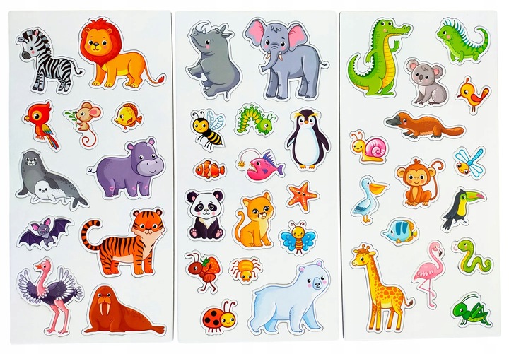 Zwierzęta Świata magnes układanka magnetyczna 81 szt