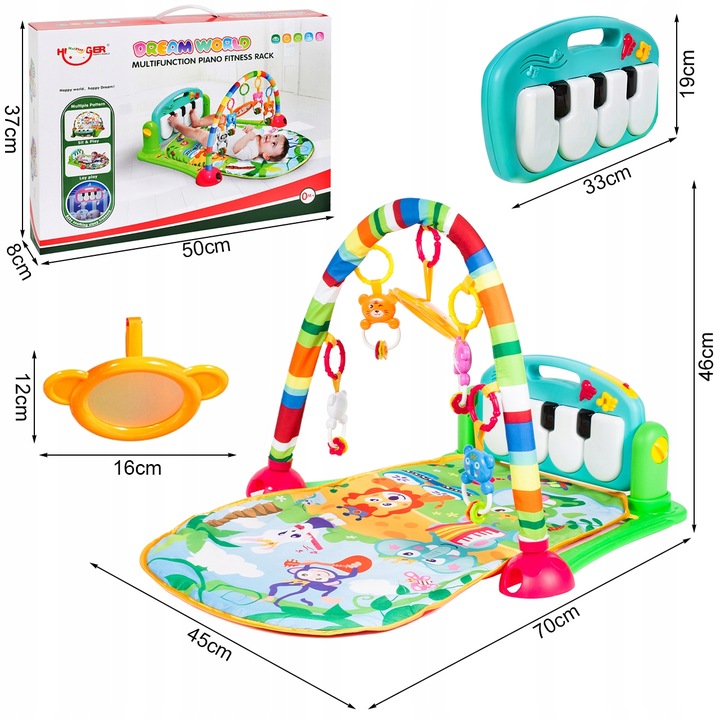 MATA EDUKACYJNA INTERAKTYWNA PIANINKO GRZECHOTKI GRYZAK LUSTERKO DLA DZIECI