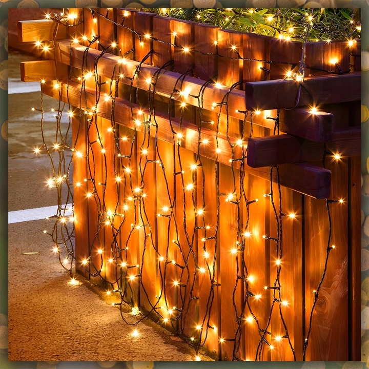 LAMPKI CHOINKOWE BIAŁY CIEPŁY 200 LED FLASH GRUBE WEW/ZEW 15M NA CHOINKĘ