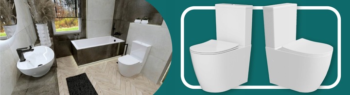 KOMPAKT WC NAUTILIUS LAVITA BEZRANTOWHY BIAŁY WYPINANA DESKA WOLNOOPADAJĄCA