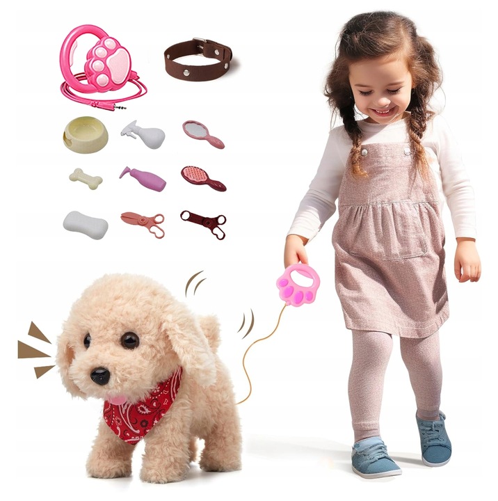 PIESEK INTERAKTYWNY NA SMYCZY ZABAWKA DLA DZIECI PIES CHODZI SZCZEKA