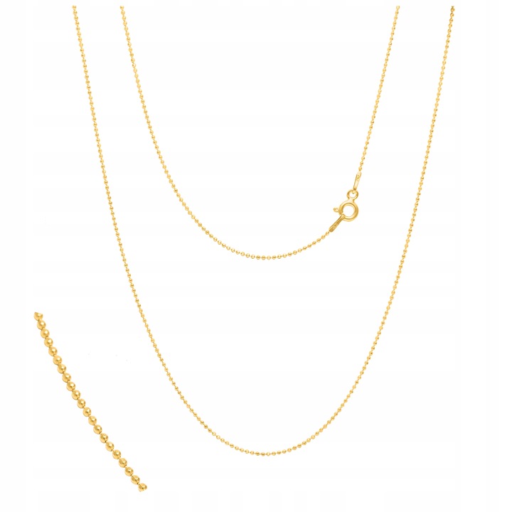 Łańcuszek Srebro pr 925 Złote Kuleczki Naszyjnik dla Dzieci Prezent | 50 cm