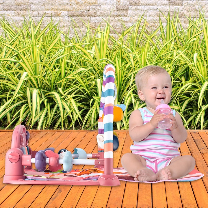 MATA EDUKACYJNA INTERAKTYWNA Z PIANINKIEM GRZECHOTKI GRYZAKI DLA NIEMOWLĄT