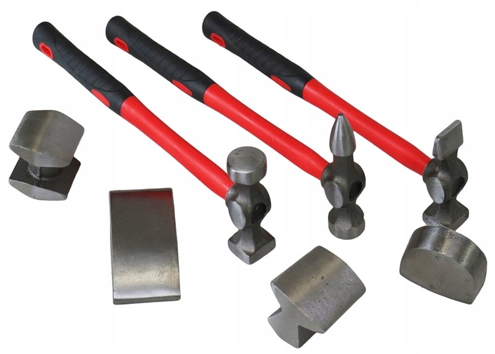 MŁOTEK BLACHARSKI ZESTAW MŁOTKÓW blacharskich FIBERGLASS 7el kowadła