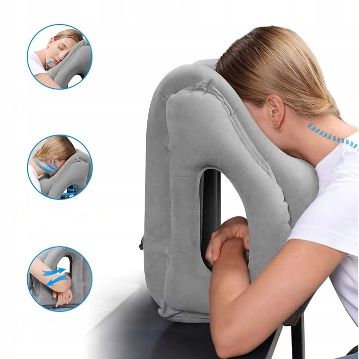 PODUSZKA PODRÓŻNA POMPOWANA DO SAMOLOTU POCIĄGU AUTA DUŻA WYGODNA DMUCHANA