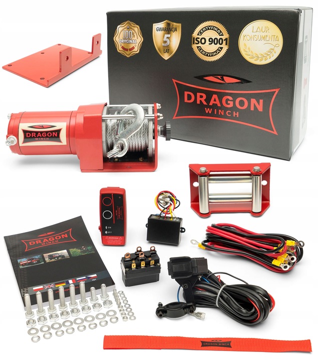 1,1T WYCIĄGARKA DRAGON 12V ELEKTRYCZNA WCIĄGARKA linowa pługa quada +pilot