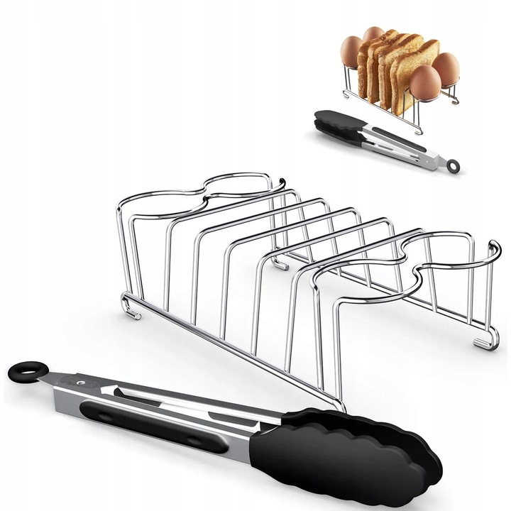 Zestaw śniadaniowy do tostów jajek Ruszt + szczypce do Airfryer Stojak