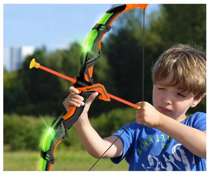 ŁUK DLA DZIECI Z TARCZĄ STRZAŁKAMI LED STRZELANIE DO CELU DUŻY ZESTAW XL
