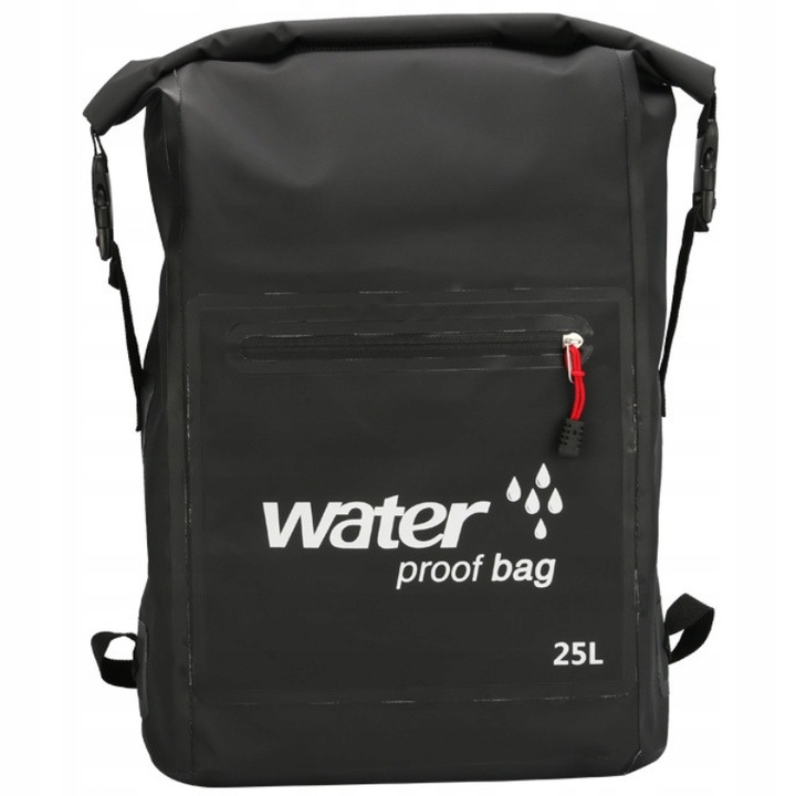 WODOSZCZELNY PLECAK TORBA WOREK WODOOPORNY 25L PODRÓŻNY TURYSTYCZNY CZARNY
