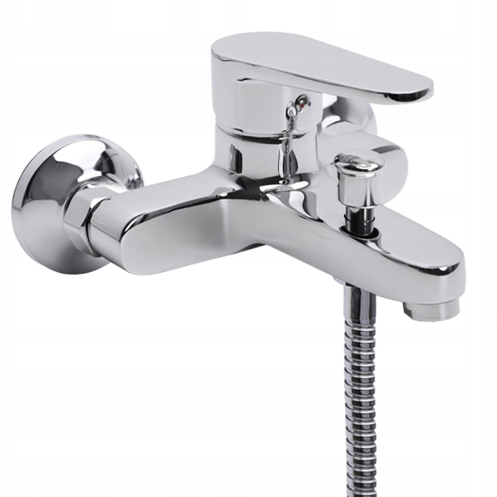 Bateria wannowa ścienna chrom srebrna z prysznicem kran do wanny YOKA HOME