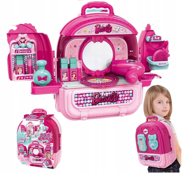 Toaletka w plecaku lalka DOMKU salon dla dzieci 3w1 dla 3 4 5 6 7 latki