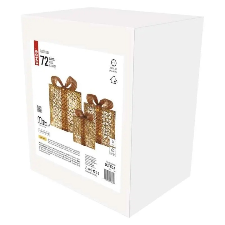 Prezent LED Świąteczny Świecący Pudełko Prezentowe Podświetlany Złoty Duży