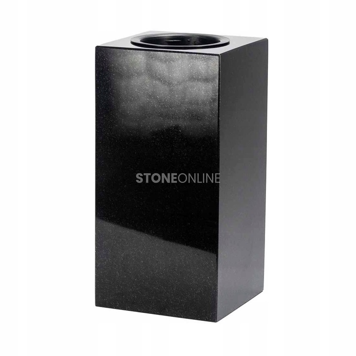Nowoczesny WAZON z czarnego GRANITU WCUBE15 na cmentarz StoneOnline