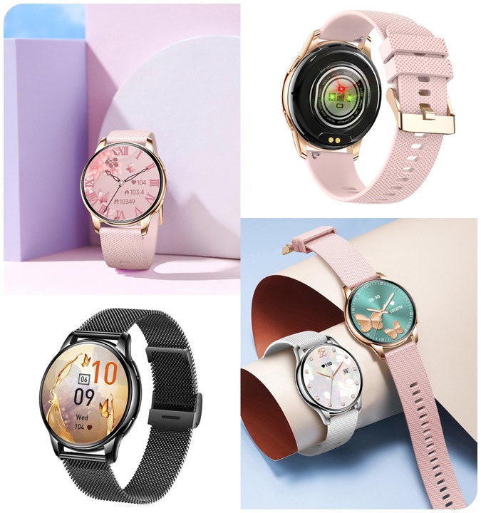 SMARTWATCH ZEGAREK DAMSKI MENU PL 300mAh AMOLED 2 PASKI BT 5.2 ROZMOWY SMS