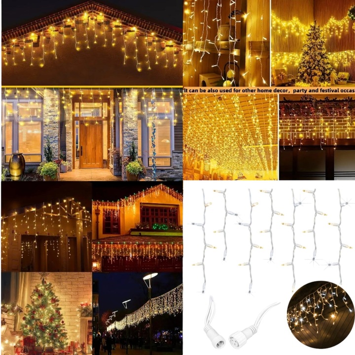 SOPLE LED 30m 600 LED BIAŁY CIEPŁY ZIMNY FLASH LAMPKI ZEWNĘTRZNE KURTYNA