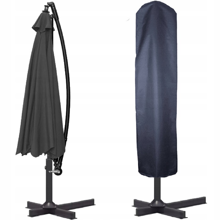 PARASOL ogrodowy DUŻY SKŁADANY SOLIDNY z WYSIĘGNIKIEM i FALBANĄ + POKROWIEC