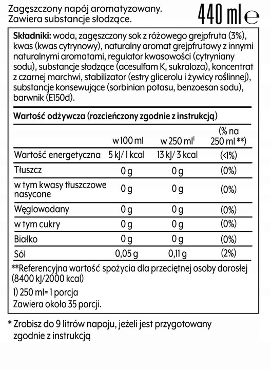 Zestaw Syrop koncentrat Soda Stream PINK GRAPEFRUIT 3x440ml + Torba GRATIS