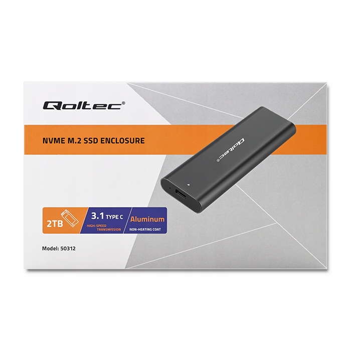 Qoltec Solidna Obudowa kieszeń do dysków M.2 SSD NVME PCI-E USB typ C lekka