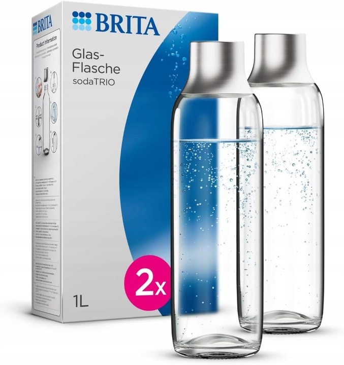 Zestaw dwóch butelek szklanych do wody do saturatora BRITA sodaTRIO 1l x2