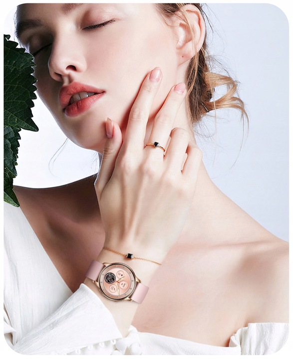 SMARTWATCH ZEGAREK DAMSKI POLSKIE MENU WIELOFUNKCYJNY 300mAh AMOLED 2 PASKI