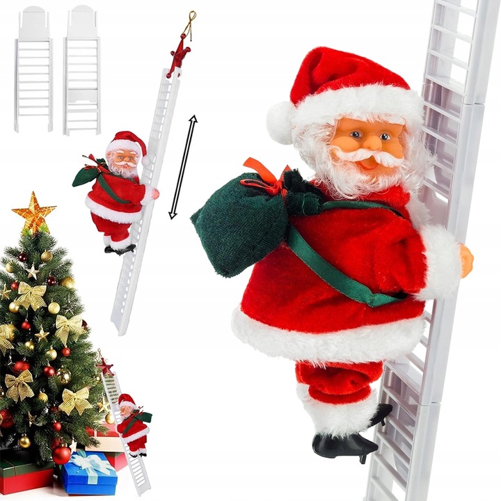 Elektryczna Drabina Wspinaczkowa Święty Mikołaj Świąteczna Figurka Muzyczna